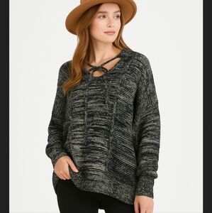 ATHLETA Borealis Hooded Poncho Sweater Merino Wool in Gray